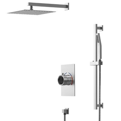 10" Brushed Nickel Adjustable Rainfall Shower System with Handheld