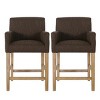 26" Upholstered Counter Stools Set of 2 with Armrests & Solid Wood Frame for Kitchen Island Dining Room-Baofuwish - 3 of 4