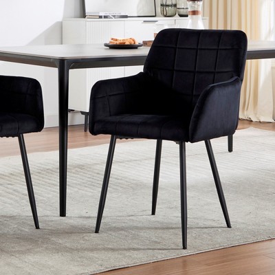 FONTOI Upholstered Dining Chair, Kitchen Chair with Armrests, Easy to Assemble and Clean, for Kitchen, Living Room, Black, 21.65"*33.46"*22.83"