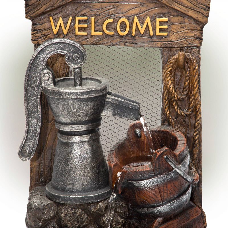 24&#34; Glossy 3 Tier Welcome Barrel Fountain With Water Pump - Alpine Corporation, 6 of 7