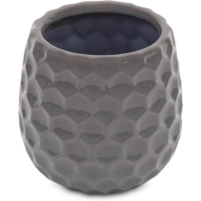 Cheung's Farrier Hexagon Pattern Gray Ceramic Pot - Medium