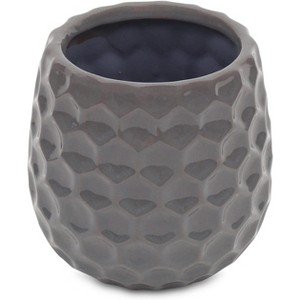 Cheung's Farrier Hexagon Pattern Gray Ceramic Pot - Medium - 1 of 3