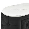 Gulches Modern Nightstand with Faux Marble Top, Fabric Upholstery & Two Storage Drawers, Oval Wooden Bedroom Furniture - 4 of 4