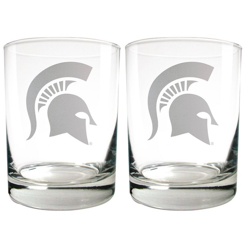 NCAA Michigan State Spartans Laser Etched Rocks Glass Set - 2pc, 1 of 2