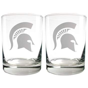 NCAA Michigan State Spartans Laser Etched Rocks Glass Set - 2pc