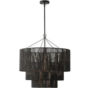 Dewdrop Large Boho Chandelier, 1-Tier Black Rope Pendant Light Fixture for Dining Room Living Room Bedroom Entryway - 1 of 4