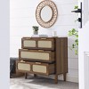 3 Rattan Drawer Dresser With 3 Wide Drawers, Metal Handles Modern Rattan Dresser Cabinet For Bedroom, Living Room - 3 of 4