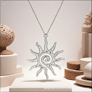 Clotth Sun Necklace for Women Vintage Bohemian Spiral Sun Pendant Necklace Unique Gold Statement Sun Necklace Boho Style Jewelry - 1 of 4