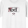 Batman Core Harley Quinn, Hi Puddin text, HQ text, Come out and Play text On White Short Sleeve Adult T-Shirt - 2 of 4