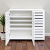 Mshliw 5-Tier Shoe Storage Cabinet with Adjustable Shelves and Louvered Doors, Wooden Freestanding Shoe Organizer for Entryway, Hallway, Bedroom - 3 of 4