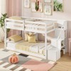 Infans Twin Over Twin Low Bunk Bed Solid Wood Floor Bunk Bed Frame with Storage Stairs - 4 of 4