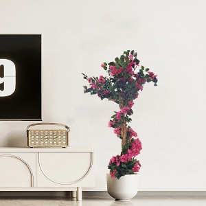 Artificial Bougainvillea Tree with Realistic Flowers and Leaves, Lightweight Potted Faux Plant for Office, Living Room, Balcony, or Garden - 1 of 4