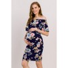 Hello Miz Women's Fitted Ruffle Off Shoulder Maternity Dress - 2 of 4