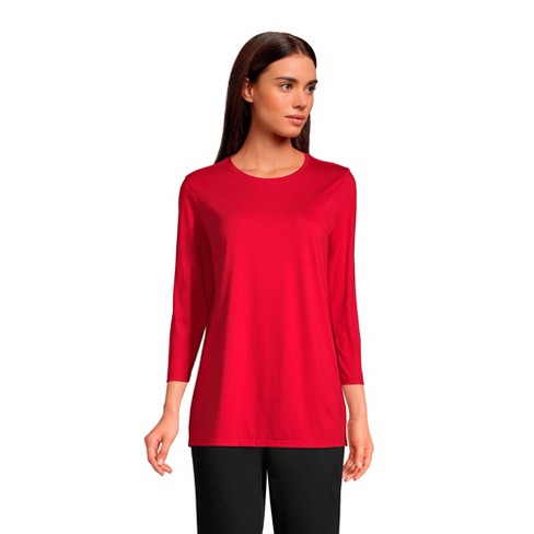 Lands' End Women's Tall 3/4 Sleeve Supima Cotton Crewneck Tunic ...