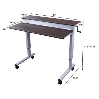 Dark Walnut Adjustable Height Standing Desk with Metal Base
