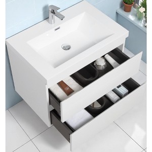 30" Wall-Mounted Bathroom Vanity with Resin Sink ââ‚?Floating Bathroom Cabinet with Soft-Close Hinges,Floating Vanity Cabinet - 1 of 4