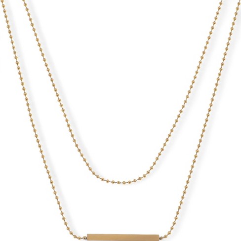 Anna-Kaci Women's Double Layer Gold Tone Bar Pendant Necklace Minimalist Chain Design- Gold - image 1 of 4