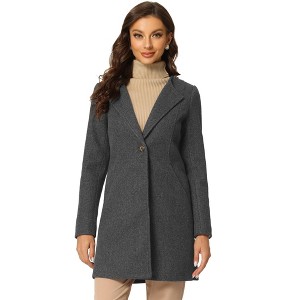 INSPIRE CHIC Women's Mid-thigh Collarless Single Breasted Outwear Winter Overcoat - 1 of 4