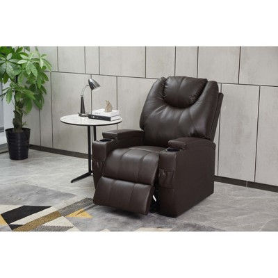 Faux Leather Recliner Chair with Cup Holders & Remote Control