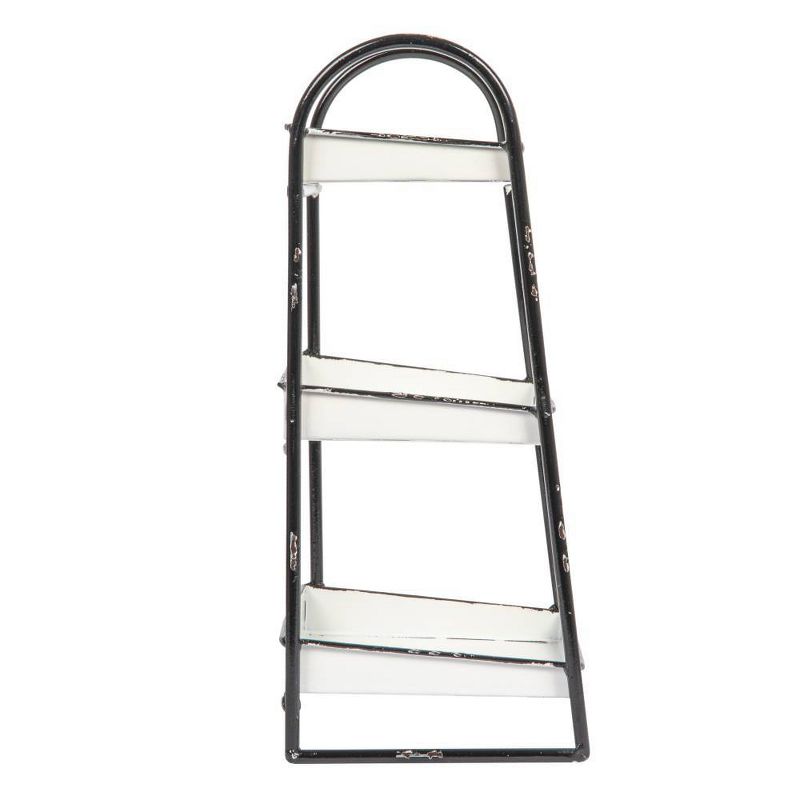 3-Tier Metal Tray with Black Frame and  Rim Heavily Distressed White - Storied Home, 6 of 11