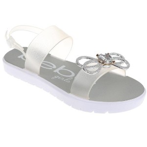 bebe Girl's Flat Sandals with Rhinestone Bow Detail and Fruit Glitter Detail - Sandals for Little Kid/Big Kid - 1 of 4