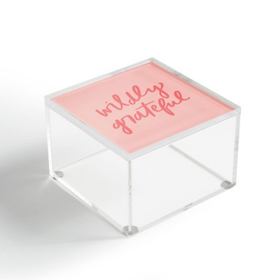 Chelcey Tate Wildly Grateful Pink 4" x 4" Acrylic Box - Deny Designs