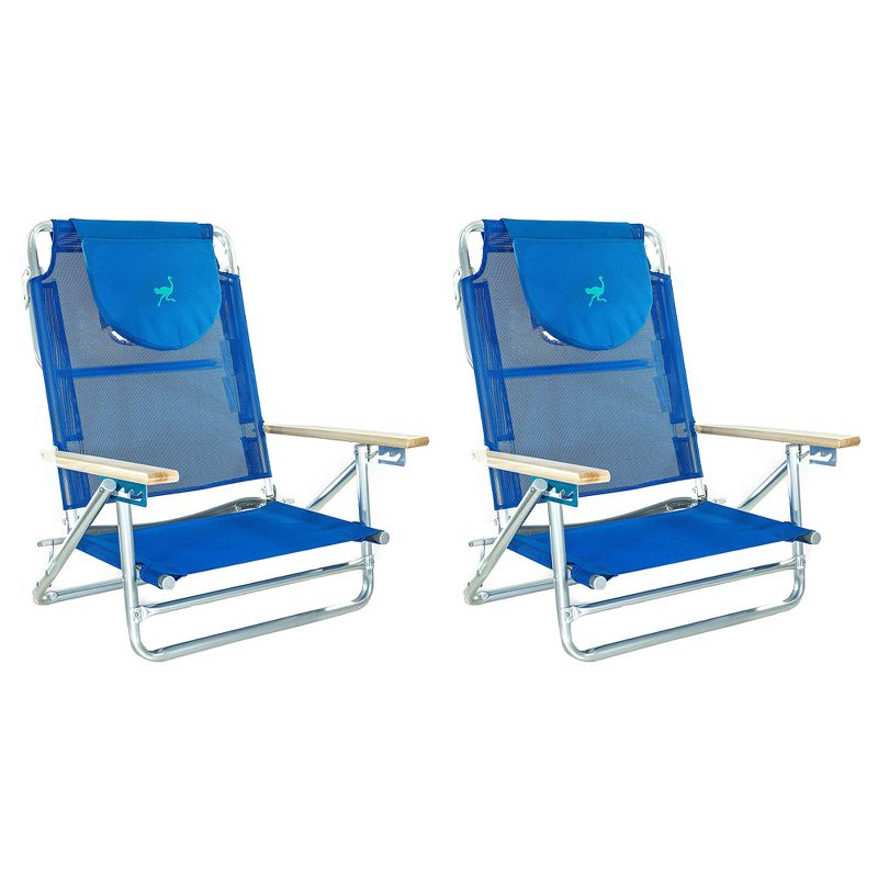 Ostrich SBSC-1016B South Adult Beach Lake Sand Lounging Chair, Blue (2 Pack), 1 of 7
