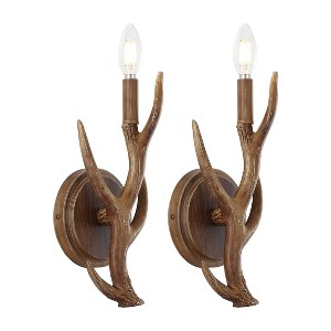 JONATHAN Y Cody (Set of 2) 5.5" 1-Light Southwestern Bohemian Resin/Iron Faux Antler LED Sconces: Wall Mounted, UL Listed, 2700K Warm Light - 1 of 4