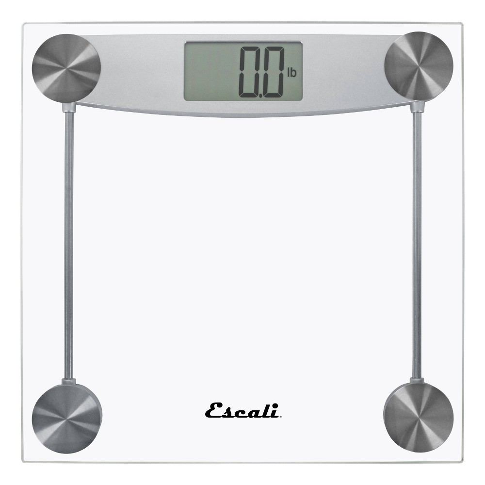 Digital Glass Bathroom Scale Clear - Escali: LCD Display, 400 lb Capacity, Includes CR2032 Battery