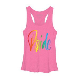 Adult Design By Humans Rainbow Cursive Letters Pride By machmigo Racerback Tank Top - 1 of 2
