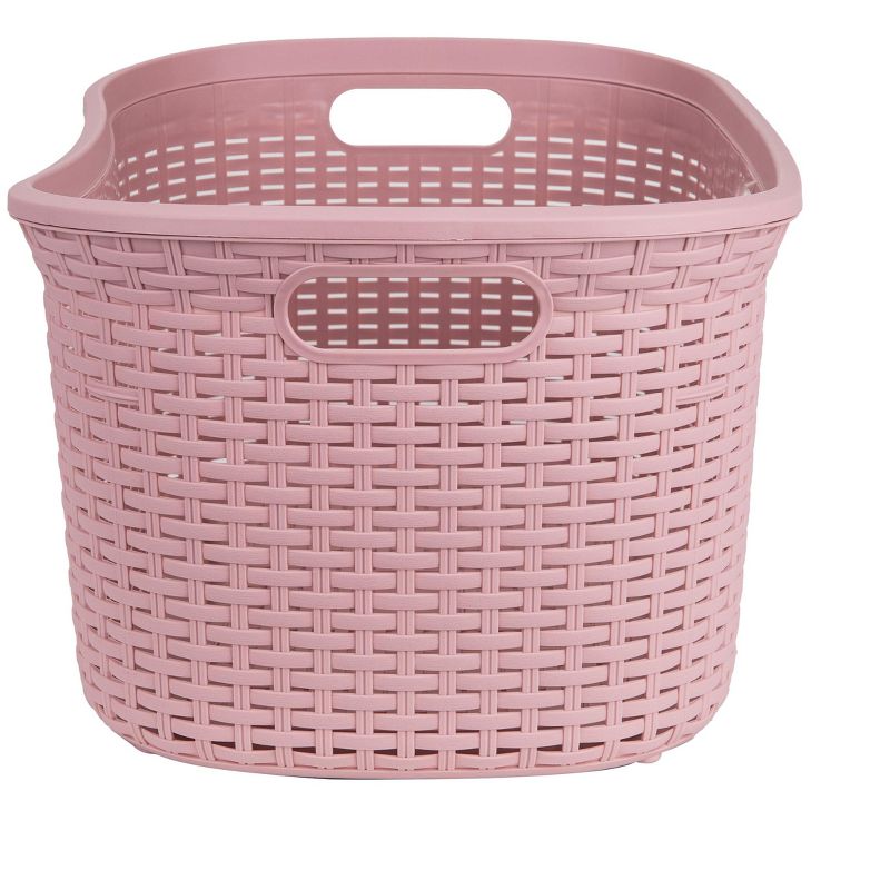 Mind Reader 40 Liter Laundry Basket, Hamper with Cutout Handles, Washing Bin, Dirty Clothes Storage, Bathroom, Bedroom, Closet, Pink, 3 of 8