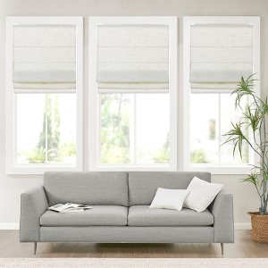 Dsvimoy Curtain Panel Linen Blend Cordless Roman Shade Light Filtering for Home Use, White, 10.24"*5.32"*7.48" - 1 of 4