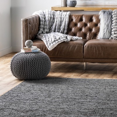 Handmade Reversible Flat-Woven Cotton Rug, 9' x 12', Gray