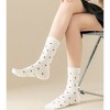 Anna-Kaci Women's 4 Pairs Knit Socks with Polka Dot Pattern Ribbed Cuffs Soft Stretch Fabric - 4 of 4