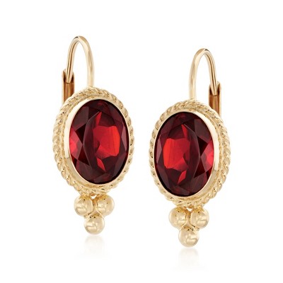 Ross-Simons 1.60 ct. t.w. Garnet Twist-Edge Earrings in 14kt Yellow Gold