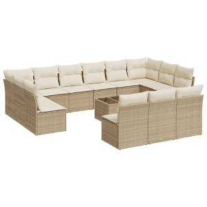 vidaXL Garden Sofa Set Beige PE rattan Large Modular Garden Sofa Set - 1 of 4