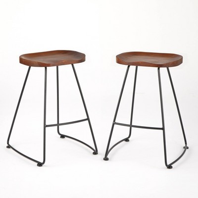 24" Set of 2 Chapman Counter Height Barstool Walnut - Lifestorey