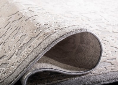 Elegant Grey Floral Hand-Knotted Runner Rug - Easy Care 2'3" x 6'