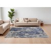 Blue And Ivory Abstract Hand Woven Distressed Area Rug - 2 of 4