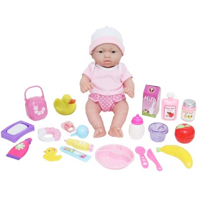 JC Toys Deluxe La Newborn 12" Doll All Vinyl Nursery 25 Piece Gift Set