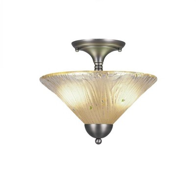 Toltec Lighting Any 2 - Light Flush Mount in  Brushed Nickel with 12" Amber Crystal Shade