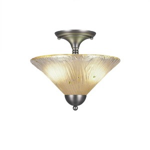 Toltec Lighting Any 2 - Light Flush Mount in  Brushed Nickel with 12" Amber Crystal Shade - 1 of 1