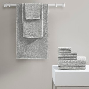 12Pcs 100% Cotton Solid Bath Towel Set, Anti-Microbial Zero Twist Front Quick Dry Towel - 1 of 4