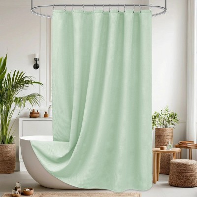 LunaLulinlk Thick Waffle Weave Shower Curtain, Mint Green