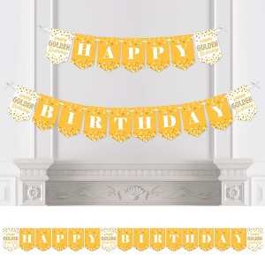 Big Dot of Happiness Golden Birthday - Birthday Party Bunting Banner - Party Decorations - Happy Birthday - 1 of 4