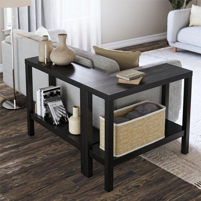 Black MDF Rectangular Sofa Accent Tables with Storage
