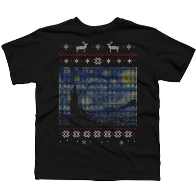 Boy's Design By Humans starry night ugly christmas By FandomizedRose T-Shirt