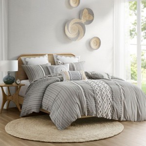Sapphtopaz 3 Pcs Chenille Comforter Set, Cotton Printed Bedding Set Duvet Cover Set Quilt Set 1 Cover, 2 Pillow Shams, Machine Washable - 1 of 4