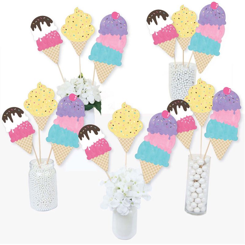 Big Dot of Happiness Scoop Up the Fun - Ice Cream - Sprinkles Party Centerpiece Sticks - Table Toppers - Set of 15, 2 of 8