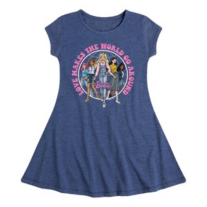 Girls' - Barbie - Love Makes the World Go Around Fit & Flair Cap Sleeve Dress - 1 of 2
